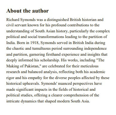 The Making Of Pakistan Richard Symonds